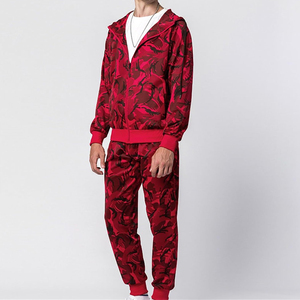 Conjunto Deportivo de Camuflaje Rojo para Hombre, Talla Grande, para Invierno, con Sudadera con Cremallera y Cordón Ajustable - Product Image 4