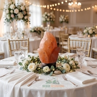 Lampe en cristal rose naturel artisanale et écologique en forme de tulipe personnalisée avec cordon à variateur d'intensité