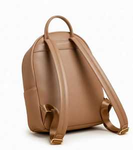 Sac à dos pour ordinateur portable en cuir véritable beige, fermeture éclair moderne, sac de voyage tendance pour femmes, sac d'école, sac à dos de travail, grand sac à main - Product Image 2