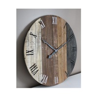 Jam dinding kayu kerajinan tangan pedesaan desain kayu solid alami aksen dekorasi abadi untuk ruang tamu kamar tidur kantor dinding