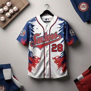 Ropa deportiva 100% poliéster sublimación béisbol Jersey impresión personalizada botón abajo béisbol Jersey sublimación camisa Unisex - Product Image 4