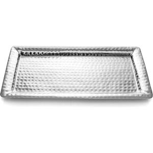 Elegante bandeja redonda de metal galvanizado para servir duradera y elegante para servir bebidas, aperitivos o decoración - Product Image 5