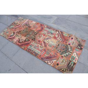 พรมตุรกีขนาดเล็ก 2.5x6 ฟุต พรมขนสัตว์สีแดงวินเทจลายแบบนามธรรม - Product Image 2