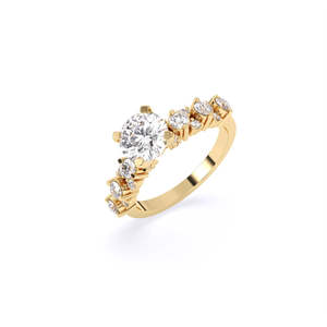 Magnifique bague en diamant de laboratoire à grappe éternelle et étincelante avec un diamant rond de 1,16 ct |   En or jaune, blanc et rose 9 carats - Product Image 3