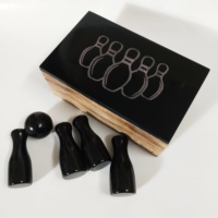 Ensemble de bowling miniature en bois et résine noir gravé exclusif, unisexe, pour le jeu et la décoration, ensemble de jeu de bowling en résine noire pour la décoration