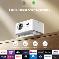 Proyector de Cine en Casa LCD Portátil Inteligente Android 14 con Soporte Full HD 1080P, Decodificación 8K, WiFi 6 Inalámbrico y Enfoque Automático para Películas y Juegos