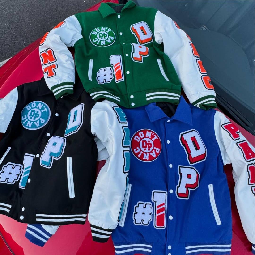 Men's 100% Wool Winter Streetwear Varsity Jacket Chenille Embroidery Solid Turn-Down Collar Silver Buttons Front Breathable