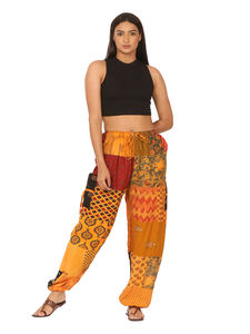 Pantalon sarouel en coton taille libre pour femmes haut confortable imprimé Boho Satin élastique Logo Yoga Joggers Baggy respirant hiver - Product Image 2