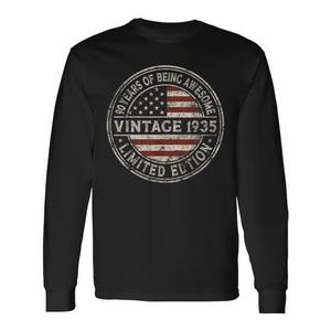 Camiseta de manga larga con bandera estadounidense de edición limitada vintage de 1935, categoría promocional para el 90.º cumpleaños - Product Image 1
