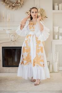 Ucrania Vestido largo con volantes Bordado a mano Mujeres Elegantes fuera del hombro Vestidos de Ucrania - Product Image 5