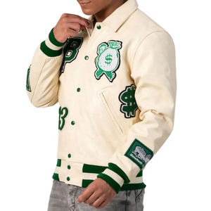 Chaqueta de Béisbol Personalizada para Hombre de Alta Calidad con Mangas de Cuero y Bordado Chenille, Fabricada por Flyingkick Enterprises OEM - Product Image 2