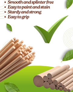 Premium Wooden Dowel Rods Natural Beech Walnut Pine Custom Art Studio And Woodworking Supplies Wooden Dowel Rods and Sticks - Product Image 2