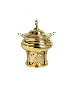 Equipo de restaurante hecho a mano respetuoso con el medio ambiente, mesa de lujo dorada, calentador de alimentos, plato de frotamiento de latón decorativo - Product Image 1