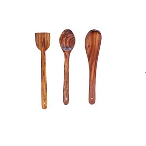 ชุดเครื่องใช้บนโต๊ะอาหารไม้แบบปรับขนาดได้พร้อมชุดทำจากไม้ธรรมชาติสำหรับทำอาหารและช้อนตักช้อนกรองไม้ช้อนเครื่องใช้ในครัว - Product Image 2