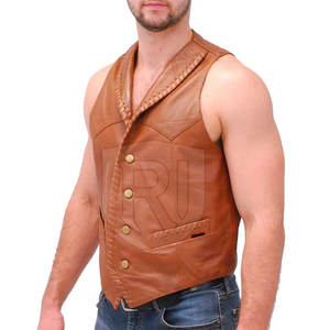 2025 <b>Men's</b> Casual <b>Leather</b> <b>Waistcoat</b> Comfortable Breathable Winter Outer Wear Customized Colors & Logo High Quality - Product Image 1