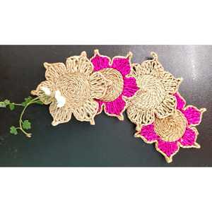 Posavasos de té de 6 pulgadas hechos a mano de Mukherjee Handicrafts (Juego de 4) Disfrute de los accesorios de decoración de mesa de yute de belleza Natural - Product Image 4