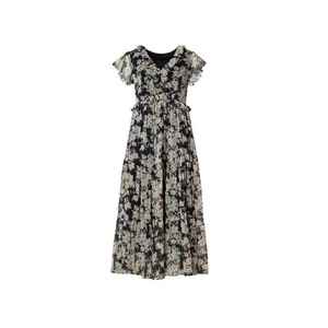 Vestido Maxi con Estampado Floral, Corte en A, Cintura Imperio, Estilo Romántico de Chifón con Hombros Descubiertos - Product Image 4