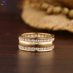 1,67 TDW Anillo de diamante de corte redondo 18K Ajuste de canal de oro amarillo Cvd/Hpht Diamond Lab Stone - Product Image 1