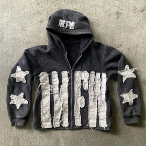 Custom 400 450 500 Gsm Oversize Heavyweight 3D for Puff Print Custom Chenille Embroidery Long Sleeve French Terry Zip <b>Hoodie</b> - Product Image 5