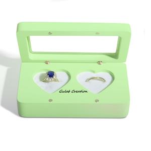 Green Handcrafted <b>Wooden</b> Ring Box Double <b>Heart</b> Ring Bearer Holder Polished Wood Decoration <b>for</b> Weddings Wood <b>Crafts</b> Wall Signs - Product Image 1