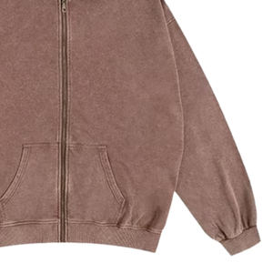 เสื้อมีฮู้ดโอเวอร์ไซส์แบบมีซิปรูดไซส์วินเทจซักกรดเสื้อผ้าแนวสตรีทผ้าฝ้ายทรงหลวมเสื้อฮู้ดสำหรับผู้ชายและผู้หญิง - Product Image 3