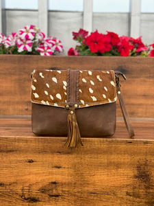 Nouveaux sacs à bandoulière en cuir de fourrure métallique élégant occidental de haute qualité à la mode véritable Hai sur les sacs à main latéraux en cuir de fourrure - Product Image 3