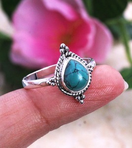 Solid Handmade Fine Sliver Jewelry Natural Promise <b>Ring</b> 925 Sterling Silver <b>Spinner</b> Turquoise <b>Ring</b> Gemstone Wedding Gift <b>Ring</b> - Product Image 2