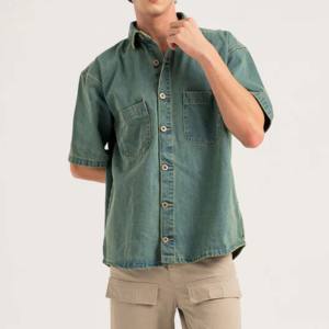 เสื้อยีนส์ผ้าฝ้ายสำหรับผู้ชาย, เสื้อยีนส์แขนยาวผ้าถักระบายอากาศได้ดีออกแบบโลโก้ได้ตามที่ต้องการ - Product Image 1