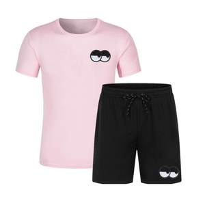Ensemble T-shirt et short pour homme 100% coton personnalisé deux pièces Ensemble été grande taille respirant anti-boulochage - Product Image 4