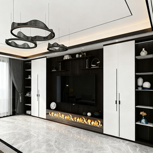 BOSNiE Mueble de <span class=keywords><strong>TV</strong></span> Nórdico de Nuevo Diseño con Puertas de Ratán, Consola Multimedia de Madera Maciza, Mueble de Almacenamiento Moderno y Ecológico para Sala de Estar - Product Image 4