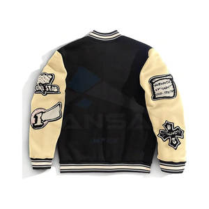 เสื้อแจ็คเก็ตวาร์ซิตี้ผู้ชายแบบสั่งทำพิเศษ ปักลายทาง ติดกระดุม  พร้อมตัวอักษรสีแอพริคอต - Product Image 2