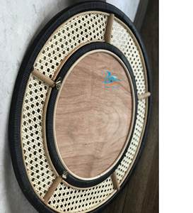 Espejo de mimbre redondo, correa de mimbre, de Vietnam - Product Image 5