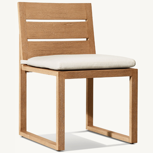 Fauteuil sans accoudoirs en teck, style moderne et épuré, idéal pour l'extérieur, avec mousse souple et résistante. - Product Image 3