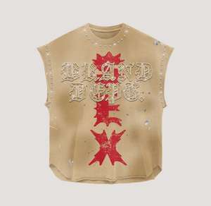 Ensemble chemise courte et short sans manches 2 pièces coupe ample personnalisé pour hommes Ensemble sans manches 100% coton sérigraphié avec logo personnalisé - Product Image 4