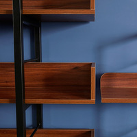 Étagère à livres multi-niveaux en bois et métal, style industriel moderne, hauteur réglable, pour l'école et le rangement du salon à domicile