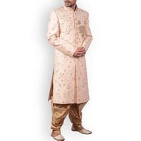 Nouveau Sherwani de Haute Qualité avec Logo Brodé Traditionnel, Conception Hiver/Été, pour Mariage et Fêtes, Tissu Personnalisable, Longueur Genou