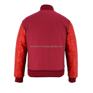 2025 Men's Hot Trending Red Fleece Varsity <b>Jacket</b> With Orange <b>Leather</b> Sleeves High Street Letterman <b>Winter</b> Heated Varsity <b>Jacket</b> - Product Image 2
