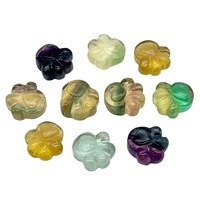 AAA+ Fluorite arc-en-ciel, sculpture de patte de chien, sculptée à la main, pierre précieuse de 13 mm, charme de patte, perles de patte mignonnes pour la fabrication de bijoux