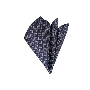 Elegant Neck Pocket Square with <b>Silver</b> Pattern on Black - Product Image 1