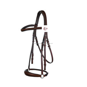 Colección de doma Calidad CABALLO Brida Cuero Enrollado Noseband Tocado acolchado suave con flash desmontable - Product Image 2