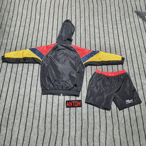 Conjunto Deportivo de Verano para Hombre, Chaqueta Cortavientos Ligera con Capucha y Pantalones Cortos, Logotipo Personalizado, Transpirable, 100% Algodón, Traje de Entrenamiento - Product Image 4