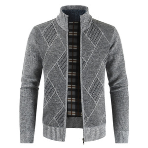 Winter <b>Men's</b> Waffle Knit Sweater Plus Size <b>Men's</b> Sweaters <b>Cardigans</b> With Liner <b>Zip</b> <b>up</b> High Quality Jacket Sweater <b>for</b> <b>Men</b> - Product Image 2