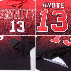 Mejor diseño personalizado deportes pulóver sudadera sudaderas con capucha negro rojo-blanco desvanecimiento estampado invierno uso ropa - Product Image 6