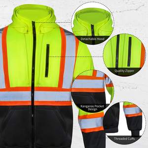 Chaleco de Seguridad Impermeable de Alta Visibilidad, Talla Grande, Chaqueta Reflectante con Capucha Desmontable para Hombre, Invierno, Construcción - Product Image 5