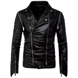 Veste en cuir personnalisée pour hommes avec col de baseball Bomber Veste en cuir pour hommes Veste en cuir adaptée à l'extérieur pour hommes - Product Image 4
