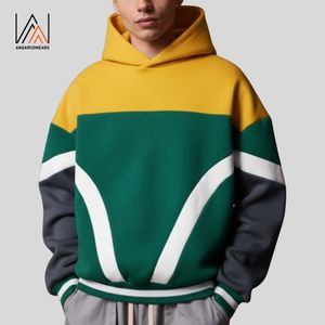 Custom Multi Color Men's Streetwear Hoodie Embroidered Rhinestone Color-<b>block</b> Multi Panels Winter Pullover Hooded Collar - Product Image 6