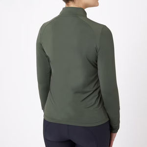 Camiseta de compresión de manga larga con cremallera de un cuarto para mujer, transpirable, ligera, de talla grande, de secado rápido y ajuste delgado para entrenamiento - Product Image 2