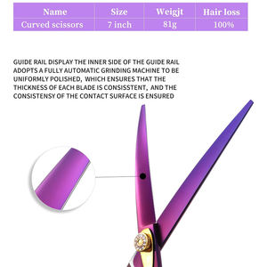 Ciseaux de toilettage pour animaux de compagnie manche grincé noir lames tranchantes incurvées 8 pouces cisailles de toilettage pour animaux de compagnie pour la beauté - Product Image 2