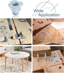 Tuercas en T de acero al carbono galvanizado pasivado pulido, cuatro puntas, Zinc, niquelado, rosca métrica, insertos ciegos estándar ISO, madera - Product Image 3