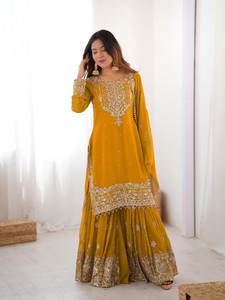 Trendy Women's Faux Georgette Salwar Kameez Set Flowing <b>Fabric</b> Traditional Style Sun Protection for Party Weddings Functions - Product Image 2